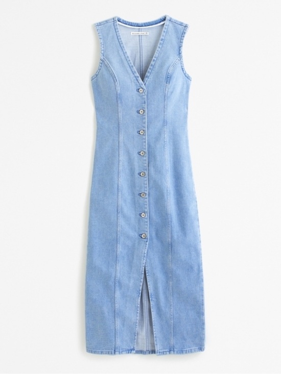 Abercrombie & Fitch Dresses & Skirts - Abercrombie & Fitch Light Blue Button-Front Denim Midi Dress